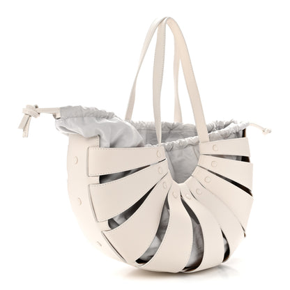 Bottega Veneta French Calfskin Shell Bag White Frost 3 of 10