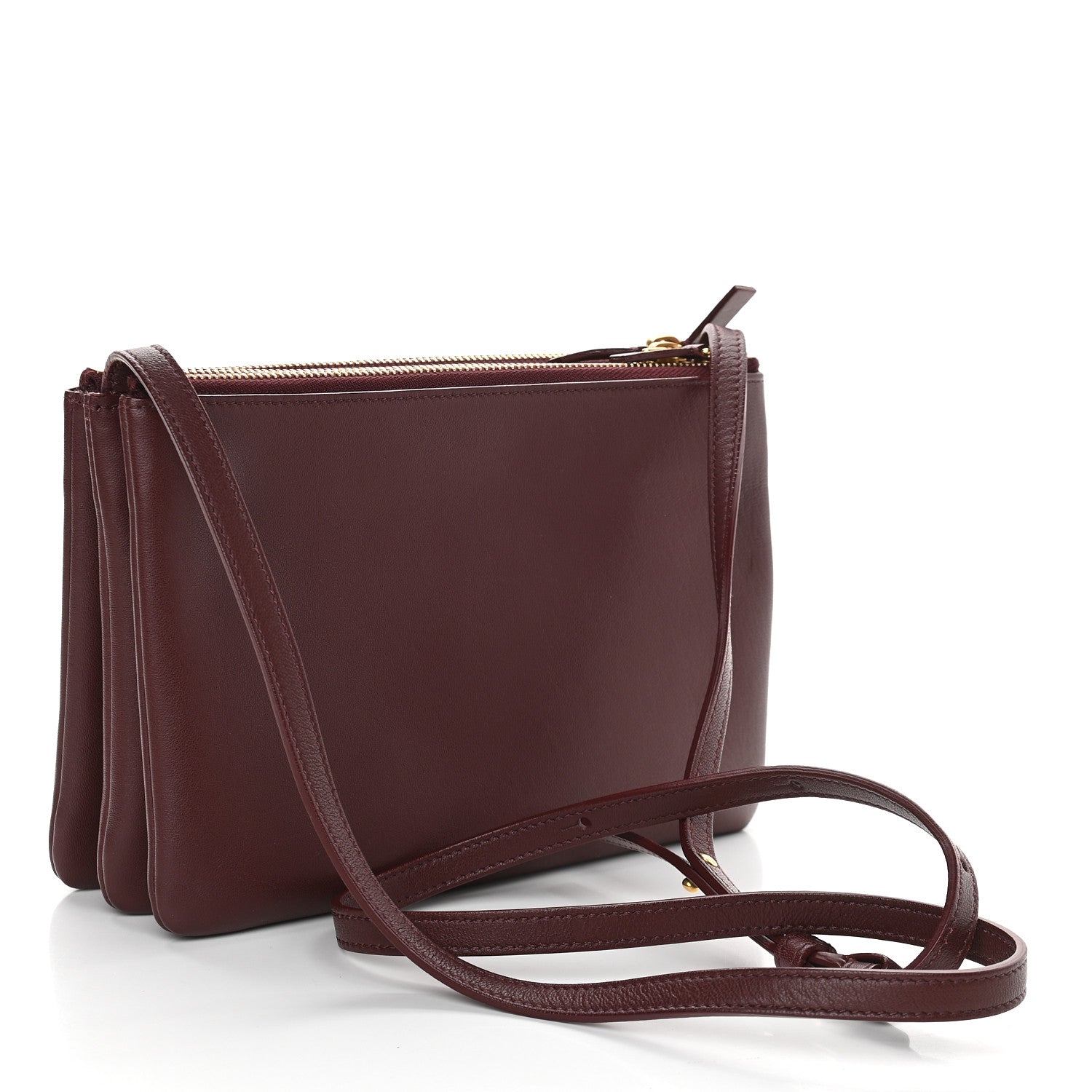 Celine Lambskin Large Trio Crossbody Bag Burgundy 3 of 10