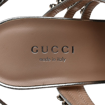 Gucci Nappa Silk Crystal Bertie High Heel Sandals 37.5 Argento 6 of 7