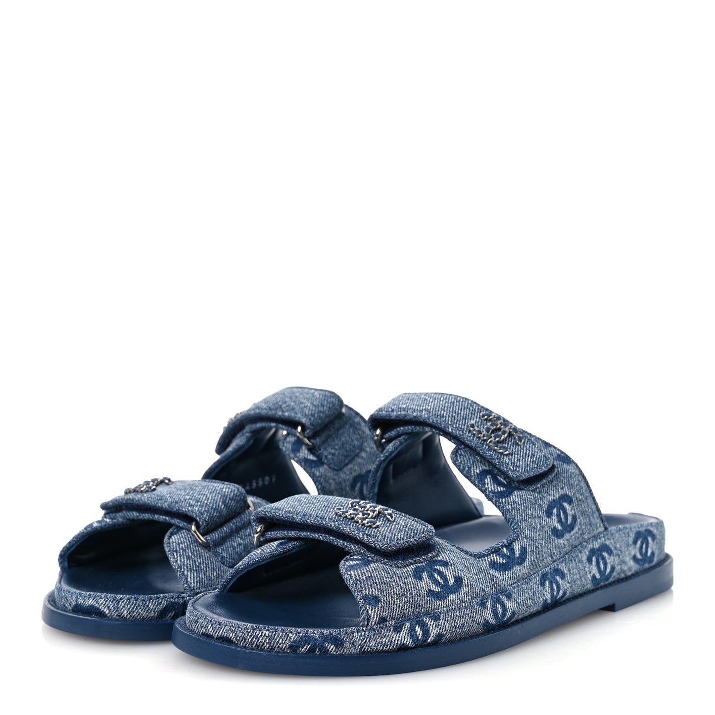 Denim CC Velcro Dad Chain CC Slide Sandals 39 Blue