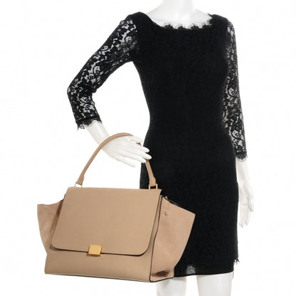 Celine Calfskin and Suede Large Trapeze Dune 2 of 9