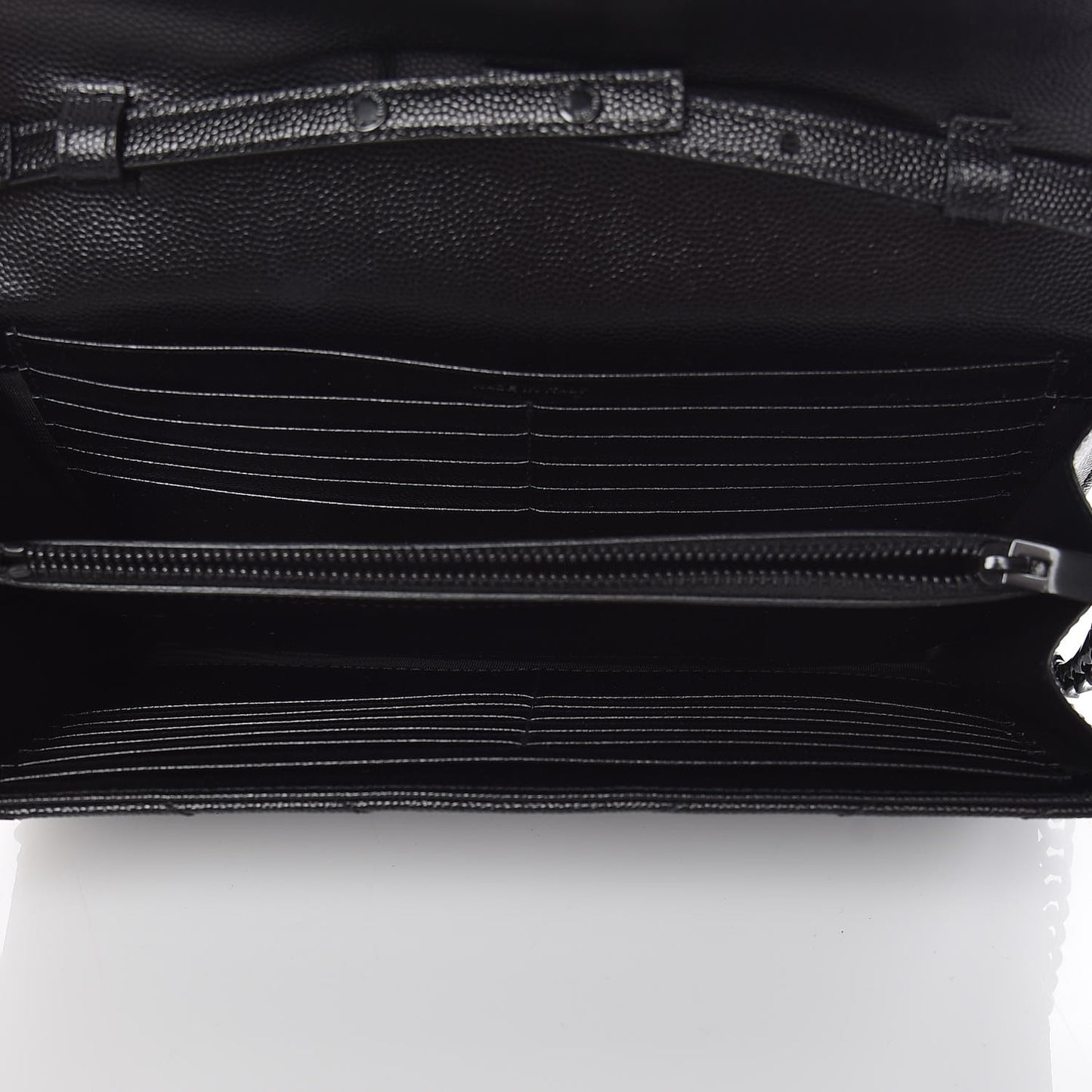 Grain De Poudre Matelasse Chevron Monogram Chain Wallet Black