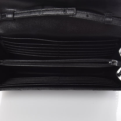 Saint Laurent Grain De Poudre Matelasse Chevron Monogram Chain Wallet Black 7 of 10