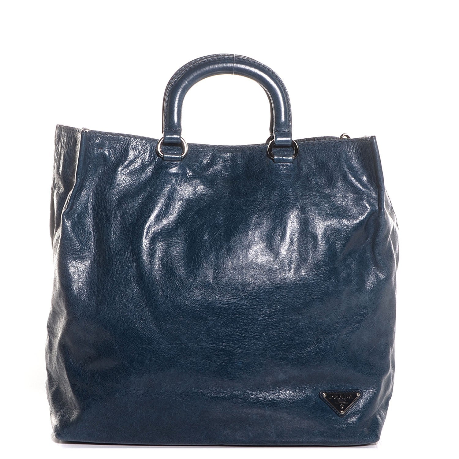 Prada Vitello Shine Tote Denim 1 of 10