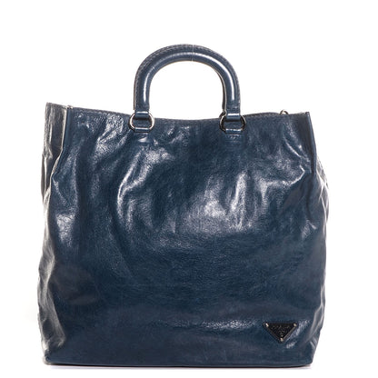 Prada Vitello Shine Tote Denim 1 of 10