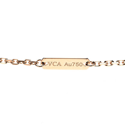 Van Cleef & Arpels 18K Rose Gold Diamond Rhodonite Vintage Alhambra Pendant Necklace 5 of 8