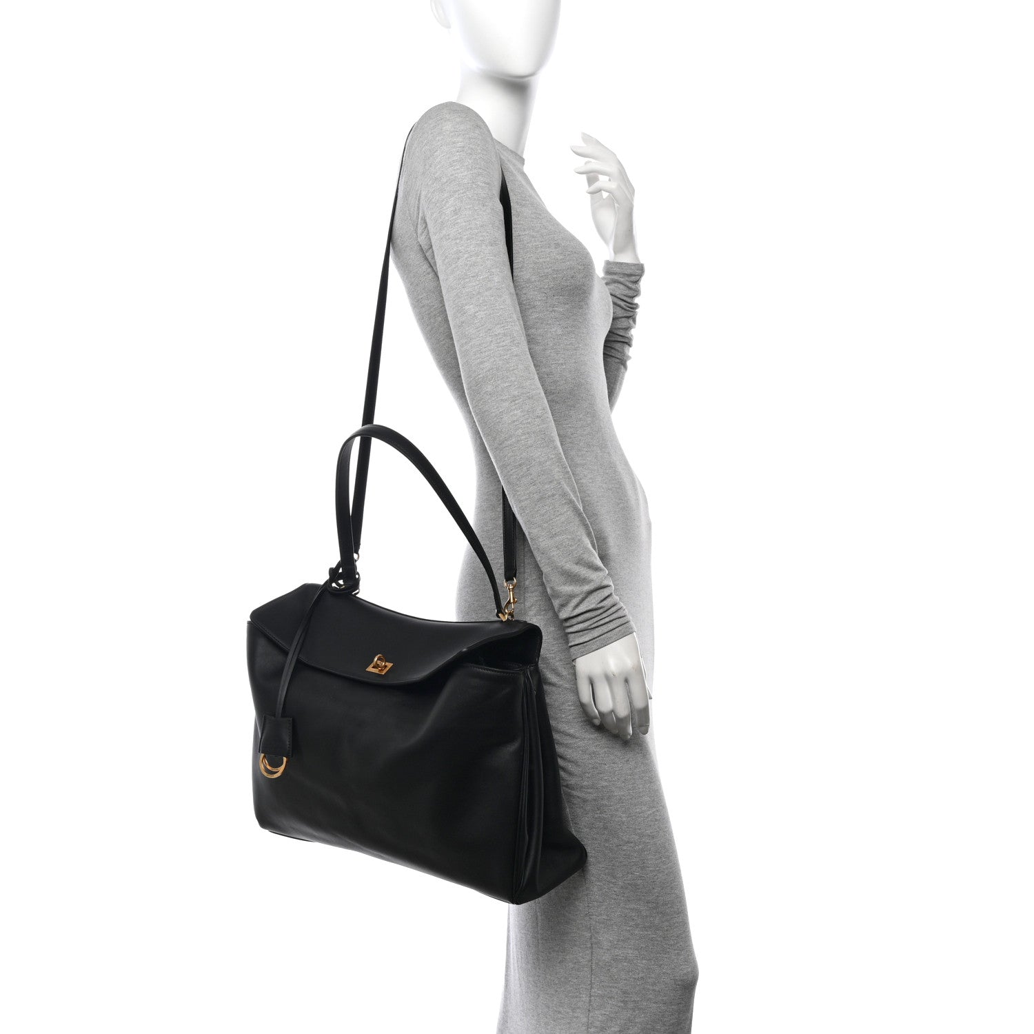 Balenciaga Smooth Calfskin Large Rodeo Top Handle Handbag Black 2 of 11