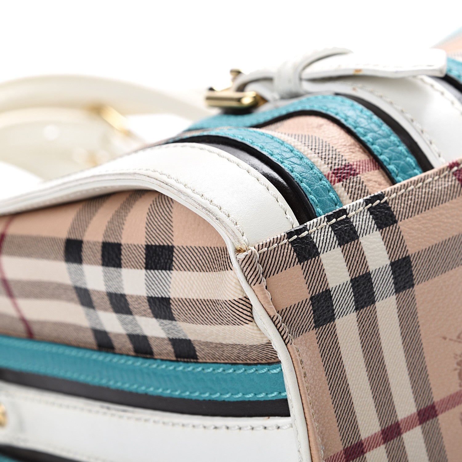 Burberry Haymarket Check Medium Alchester Bowling Bag White Aqua 14 of 21