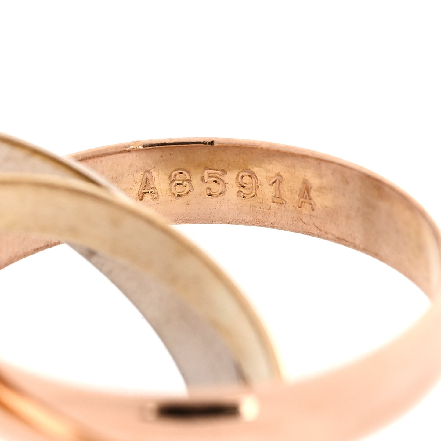 18K Pink Yellow White Gold Classic Les Must De Cartier Trinity Ring 51 5.75