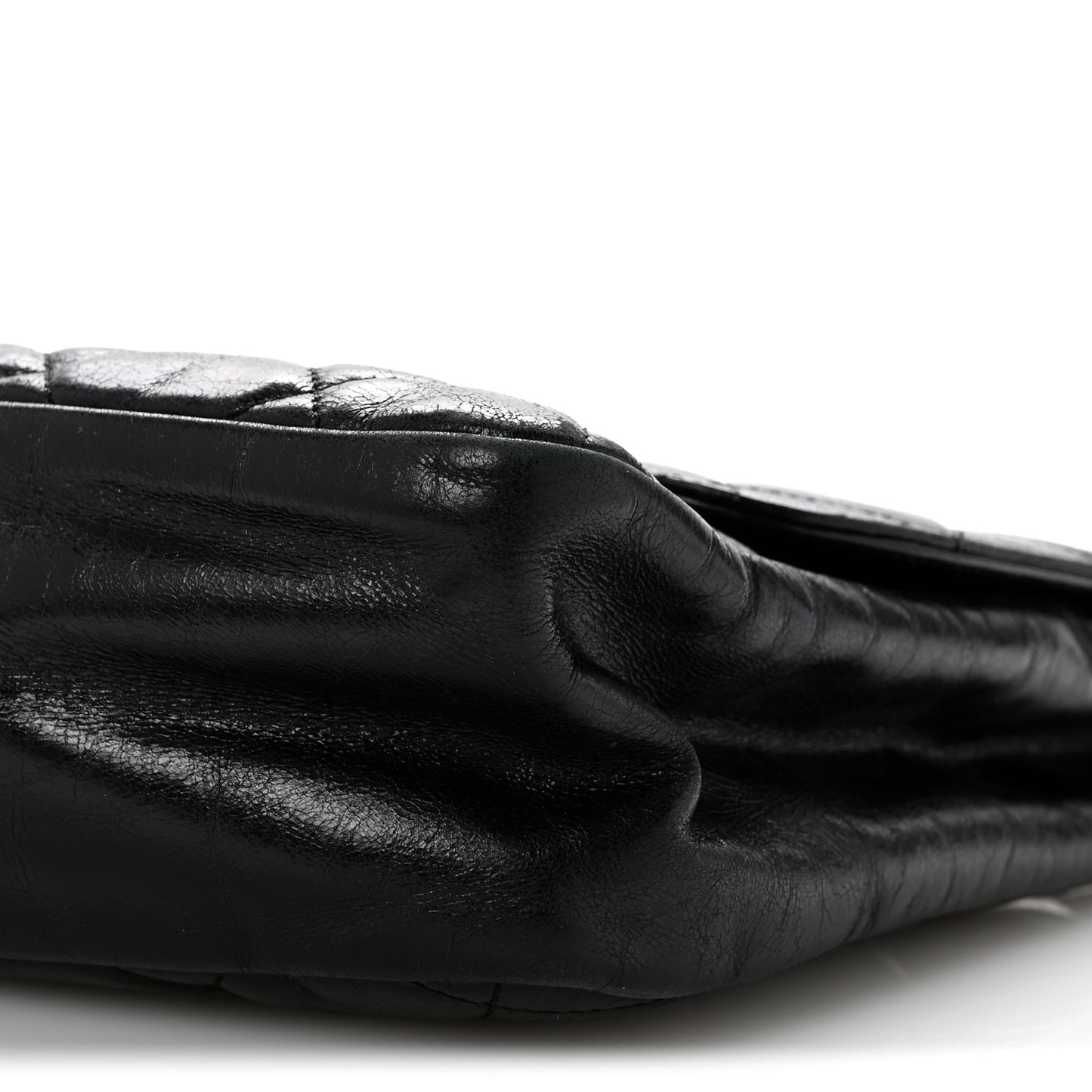 Glazed Calfskin Quilted Small CC Delivery Tote Black