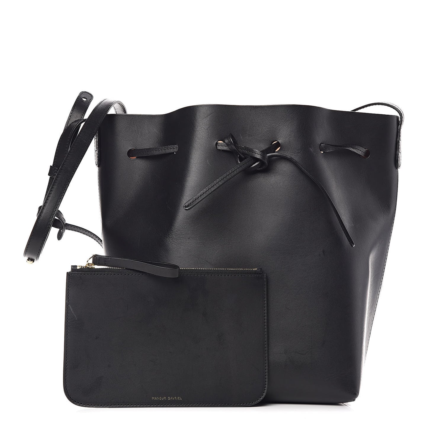 Vegetable Tanned Calfskin Bucket Bag Black Ballerina