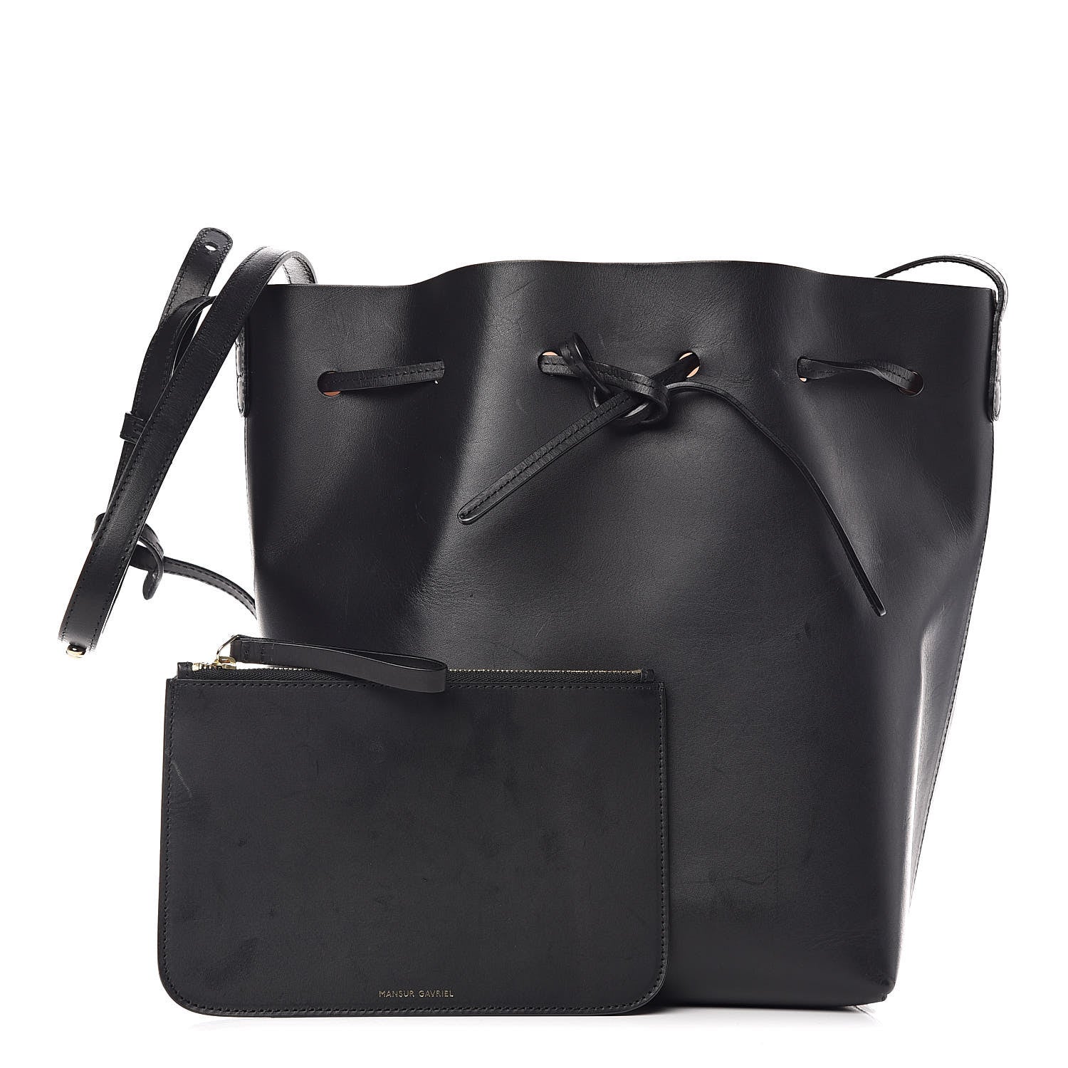 Mansur Gavriel Vegetable Tanned Calfskin Bucket Bag Black Ballerina 1 of 15