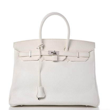 Hermes Taurillon Clemence Birkin 35 White 1 of 37