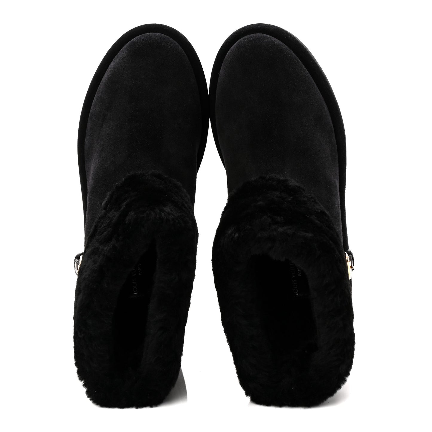 Suede Calfskin Shearling Aspen Platform Ankle Boots 37 Black