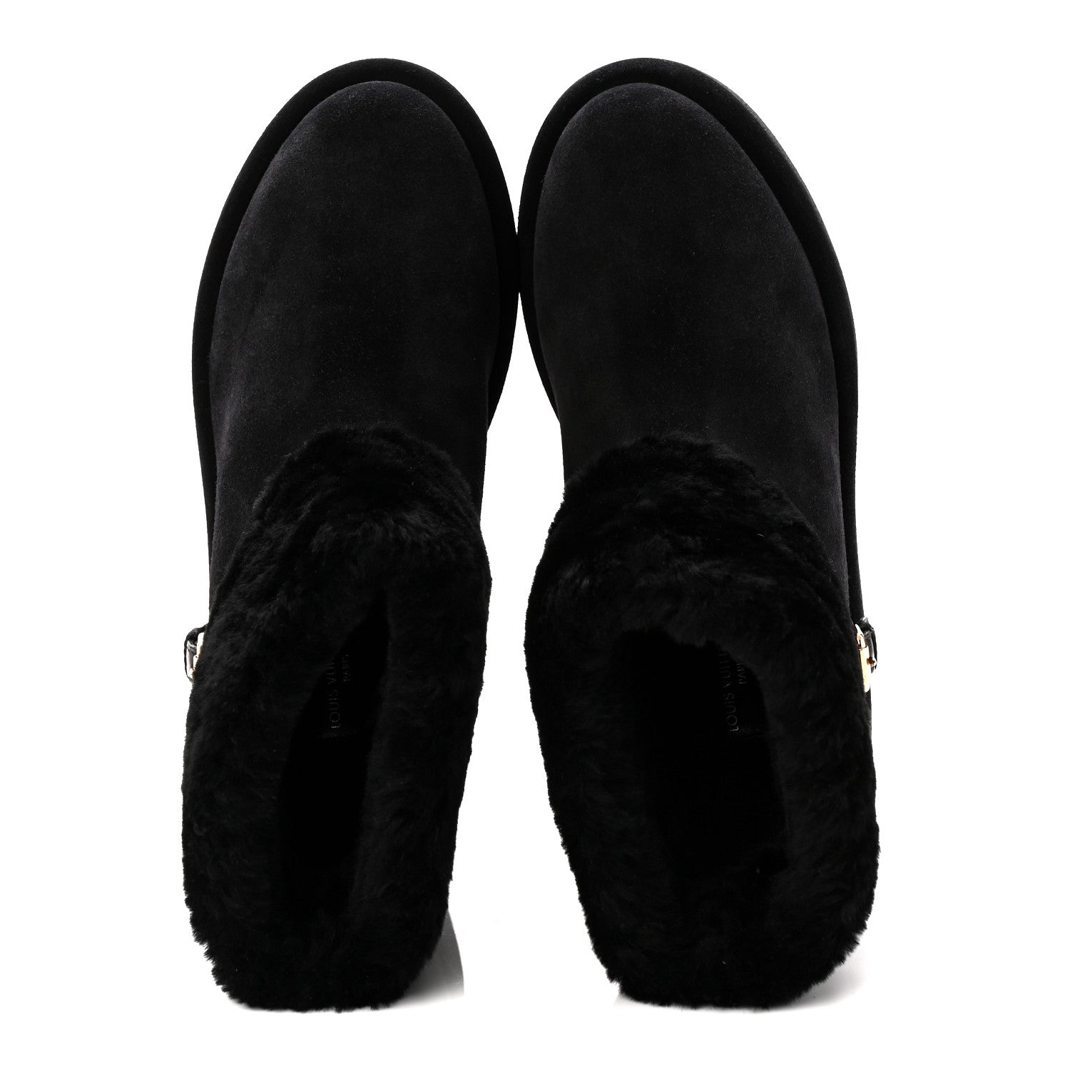Louis Vuitton Suede Calfskin Shearling Aspen Platform Ankle Boots 37 Black 5 of 9