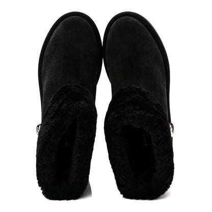 Louis Vuitton Suede Calfskin Shearling Aspen Platform Ankle Boots 37 Black 5 of 9