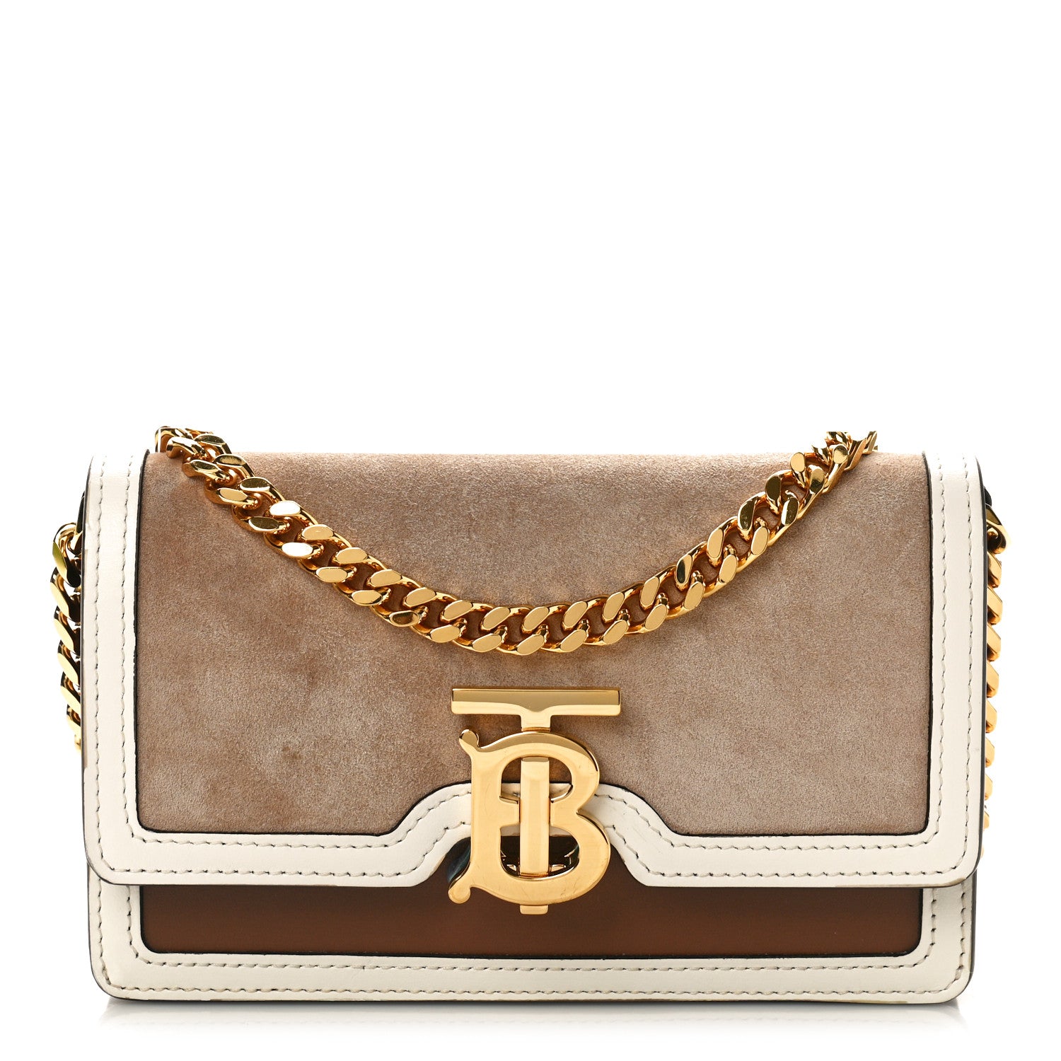 Burberry Suede Calfskin Large Jessie Chain TB Bag Biscuit 1 of 9