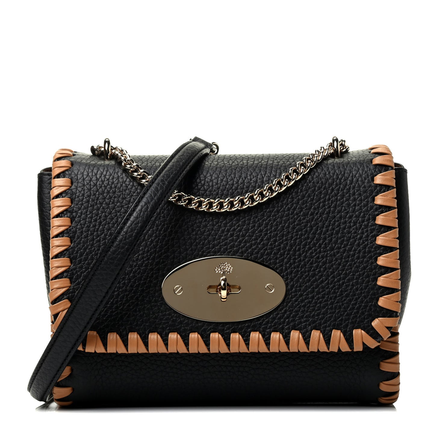 Heavy Grain Calfskin Braided Top Handle Lily Black