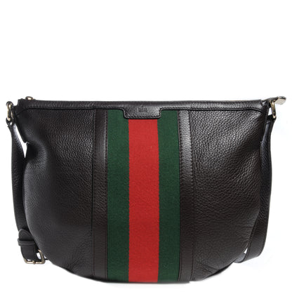 Gucci Pebbled Calfskin Vintage Web Medium Half Moon Hobo Dark Brown 1 of 10