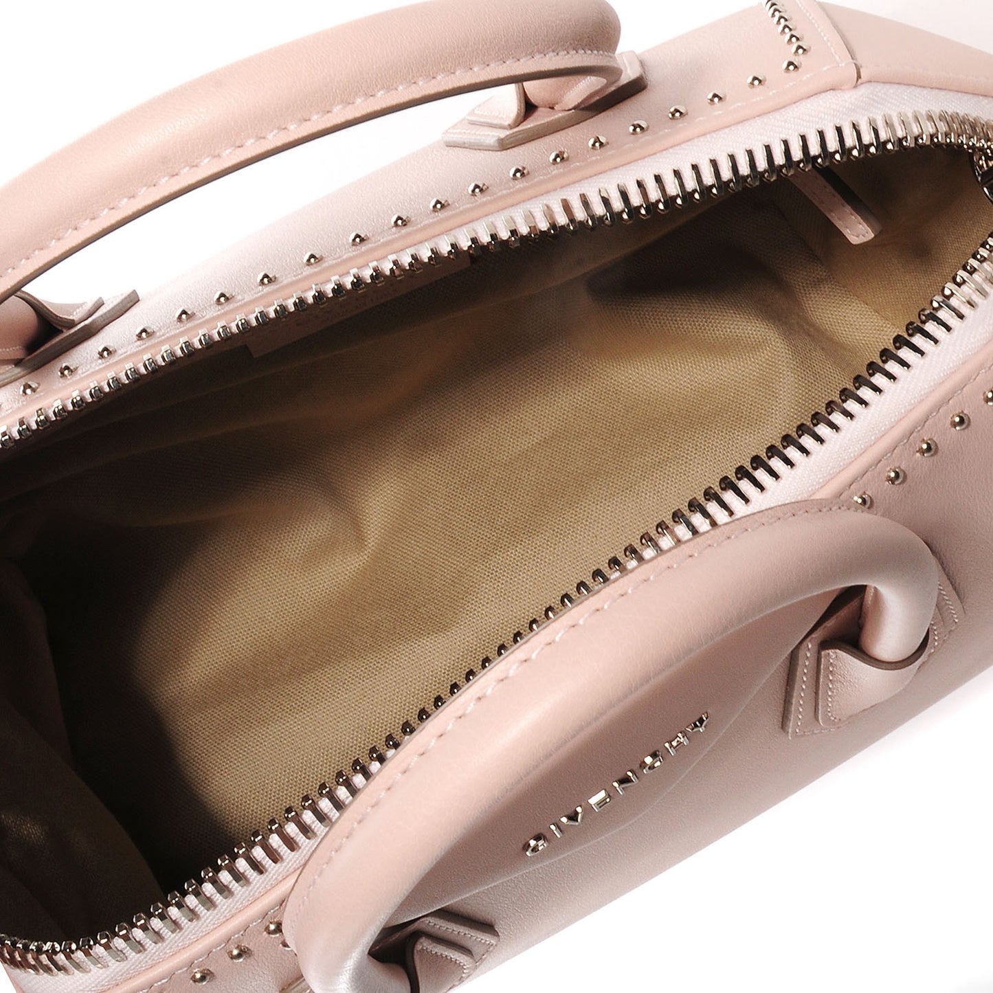 Smooth Calfskin Small Studded Antigona Nude