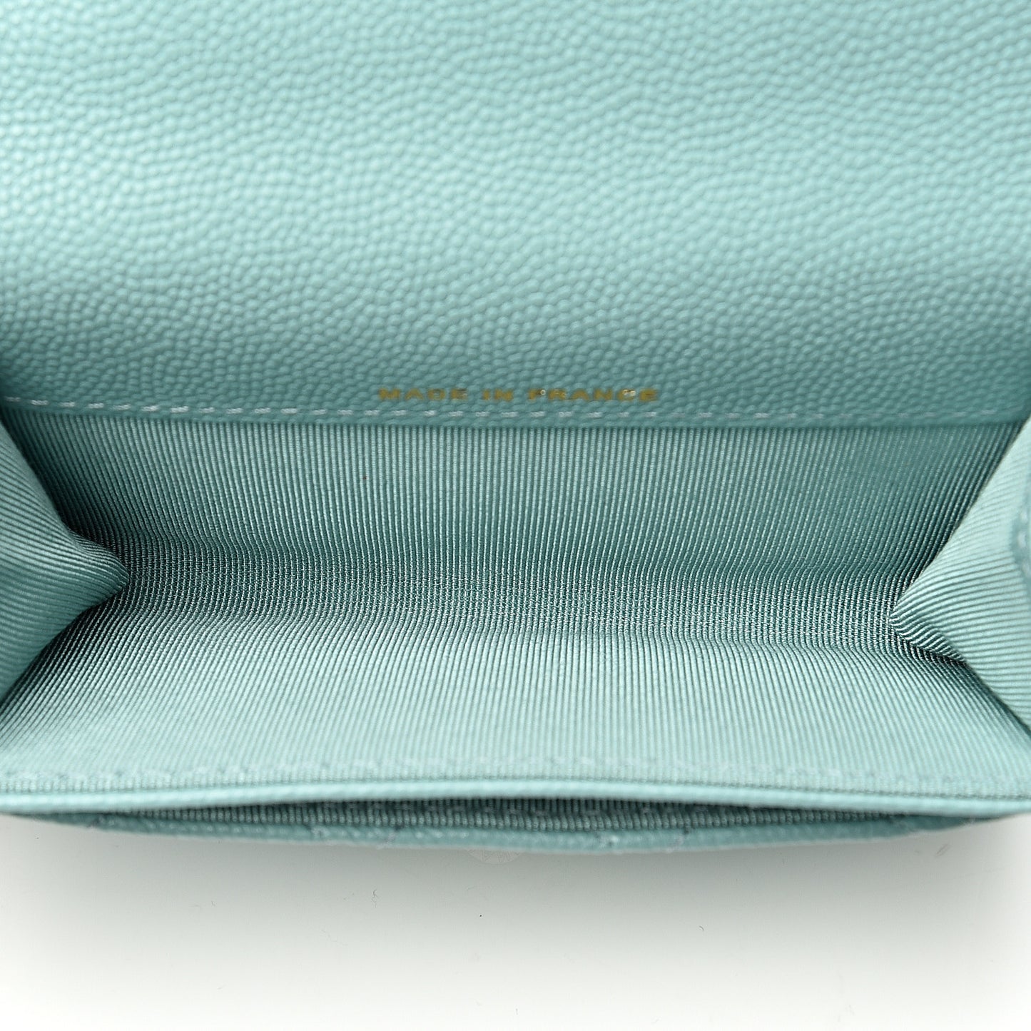 Caviar Quilted Flap Card Holder Wallet Blue