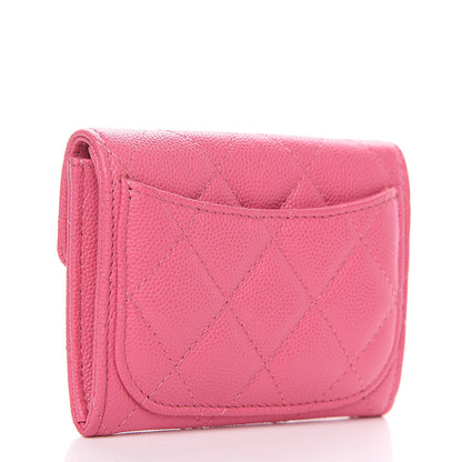 Chanel Caviar Quilted Flap Card Holder Wallet Pink 2 of 8