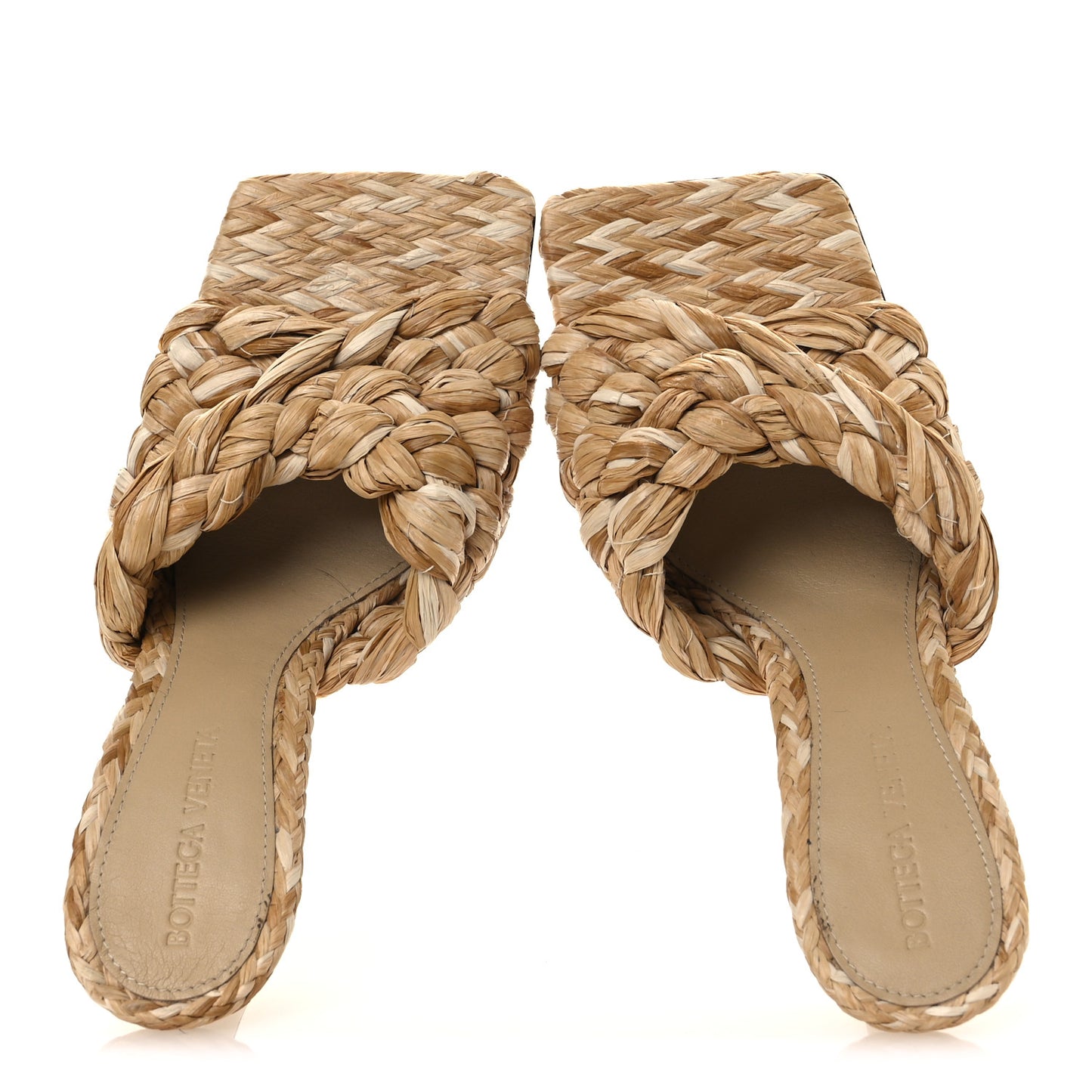 Raffia Twisted Intrecciato Stretch Mule Sandals 36 Macadamia