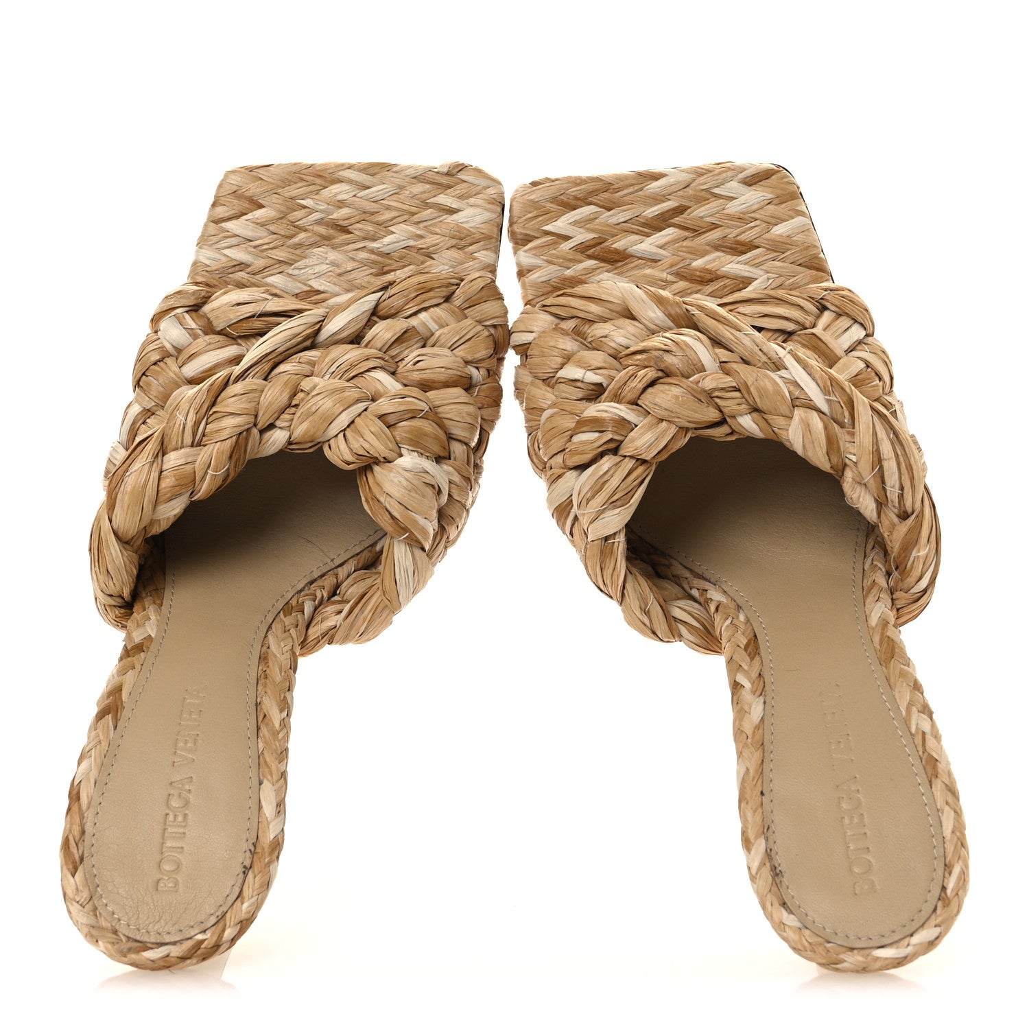 Bottega Veneta Raffia Twisted Intrecciato Stretch Mule Sandals 36 Macadamia 2 of 10