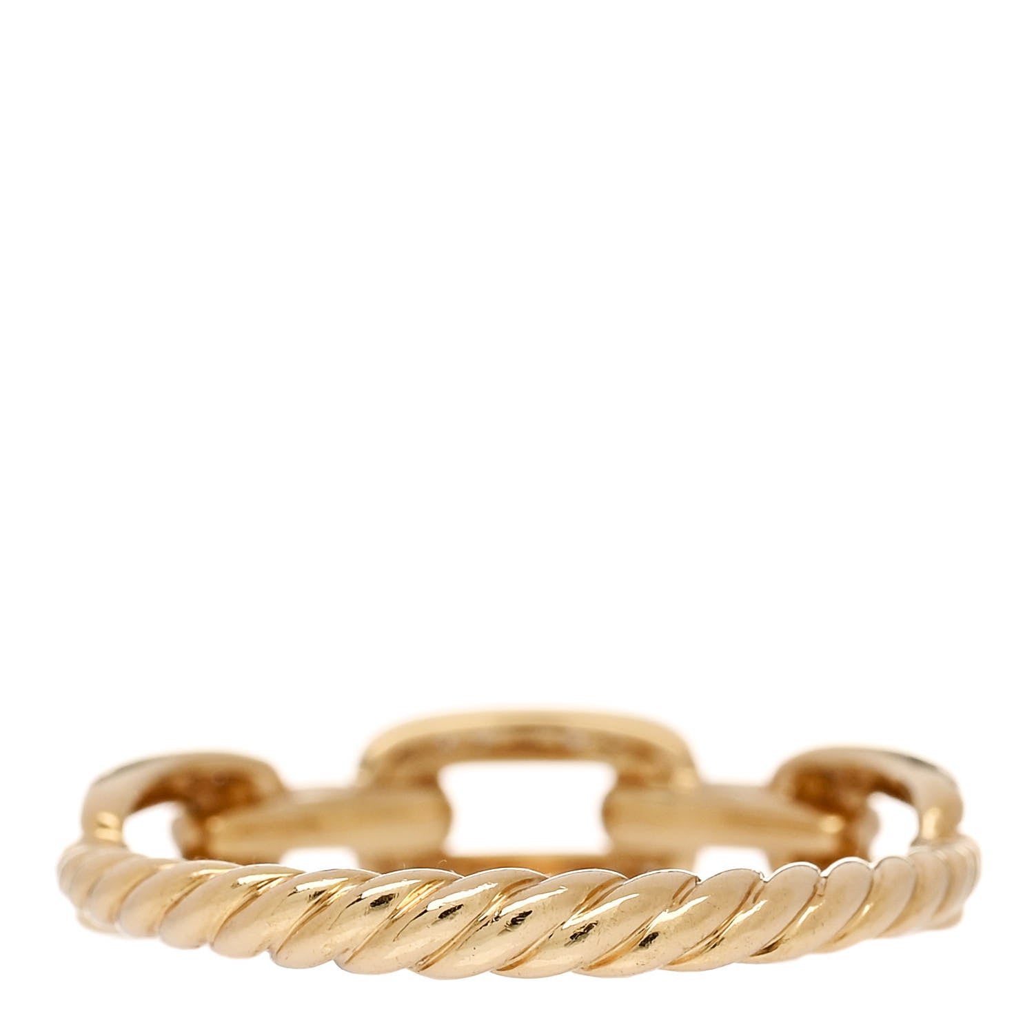 David Yurman 18K Yellow Gold Diamond 4.5mm Stax Single Row Chain Link Ring 53 6.25 3 of 5
