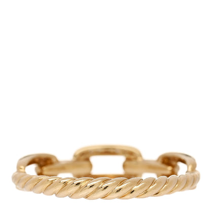 David Yurman 18K Yellow Gold Diamond 4.5mm Stax Single Row Chain Link Ring 53 6.25 3 of 5