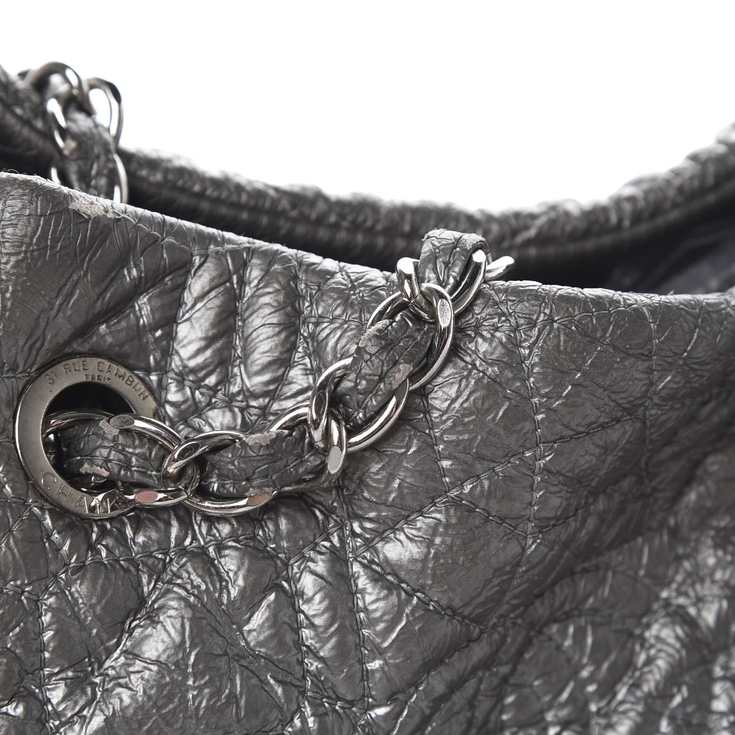 Chanel Vinyl Graphic Edge Tote Silver 18 of 21