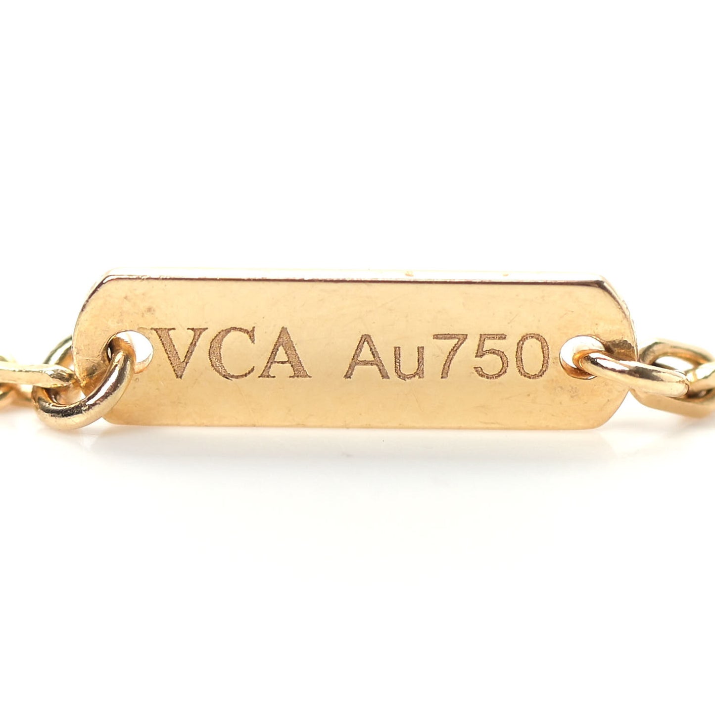 18K Yellow Gold Diamond Yellow Mother of Pearl Vintage Alhambra Pendant Necklace