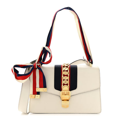 Gucci Calfskin Small Sylvie Shoulder Bag Off White 1 of 14