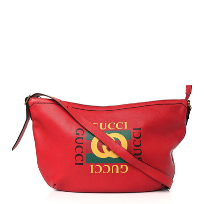 Gucci Grained Calfskin Logo Half Moon Hobo Red 1 of 9