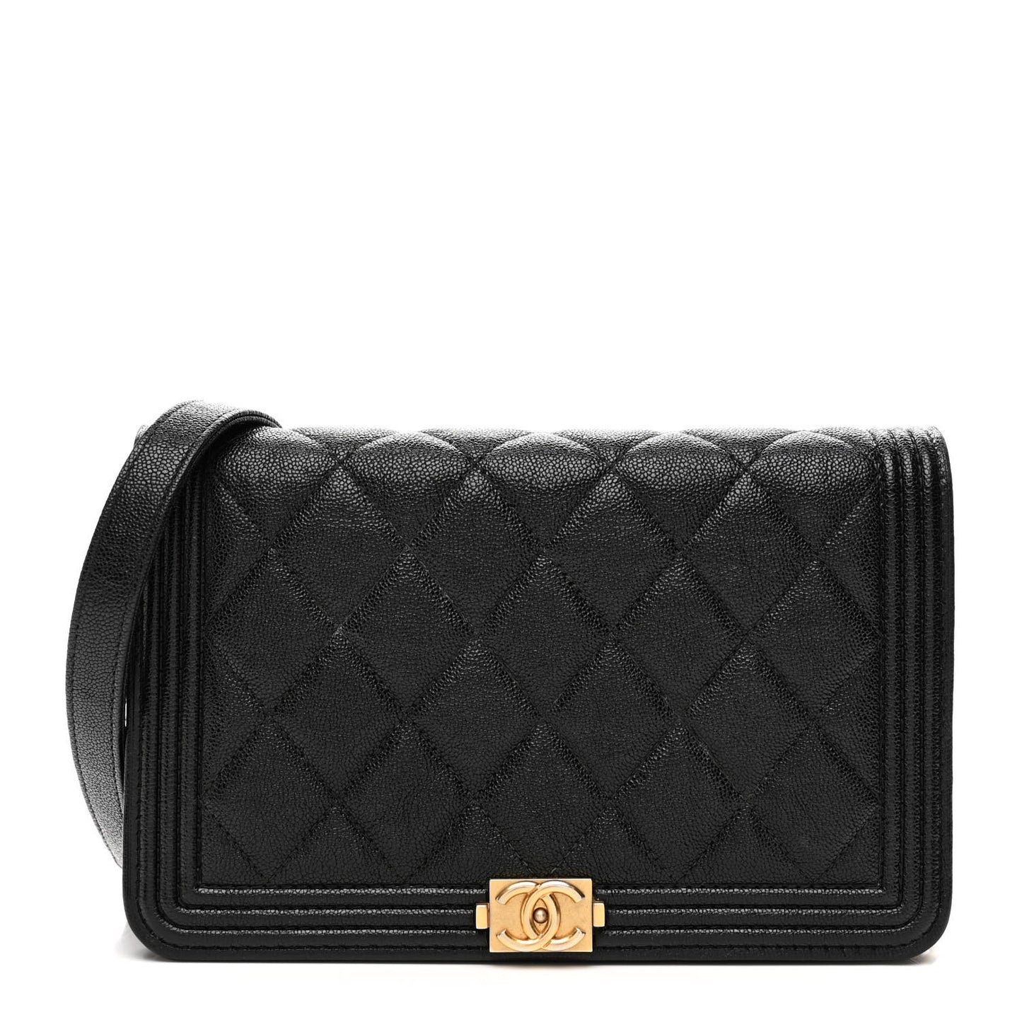 Caviar Quilted Boy Wallet On Chain WOC Black