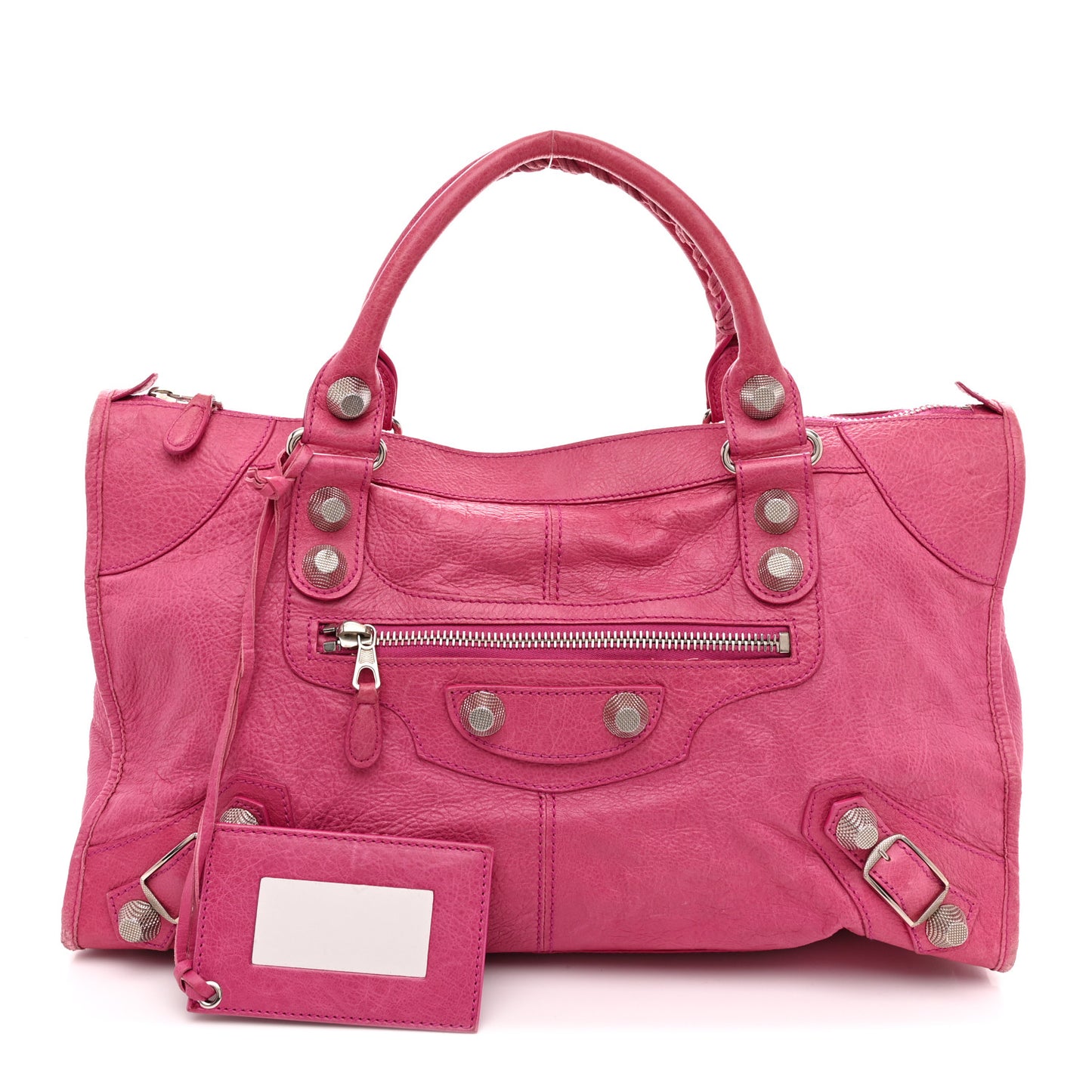 Agneau Giant 21 Silver Hardware Work Cyclamen Fucsia