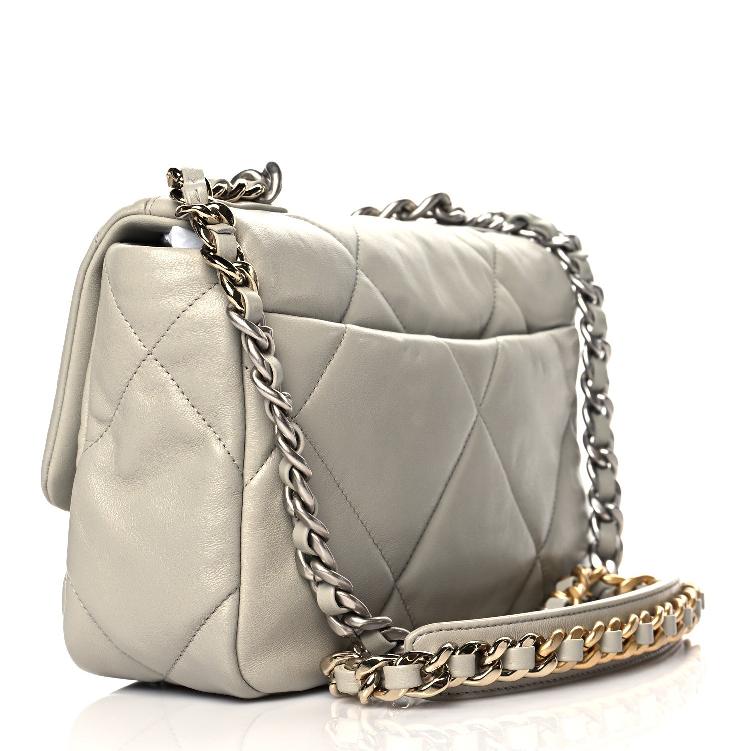 Chanel Lambskin Quilted Medium Chanel 19 Flap Grey 3 of 10
