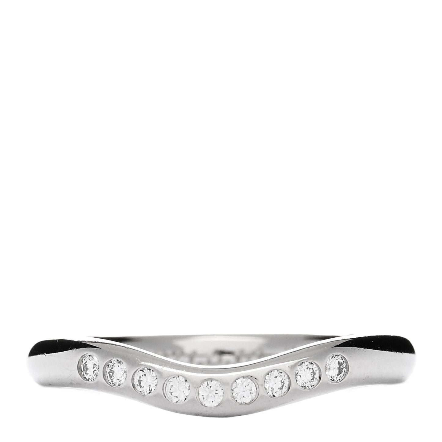 Platinum Diamond Elsa Peretti Curved Wedding Band Ring 45 3.5