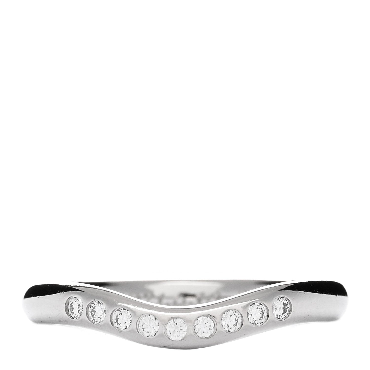 Tiffany Platinum Diamond Elsa Peretti Curved Wedding Band Ring 45 3.5 1 of 5