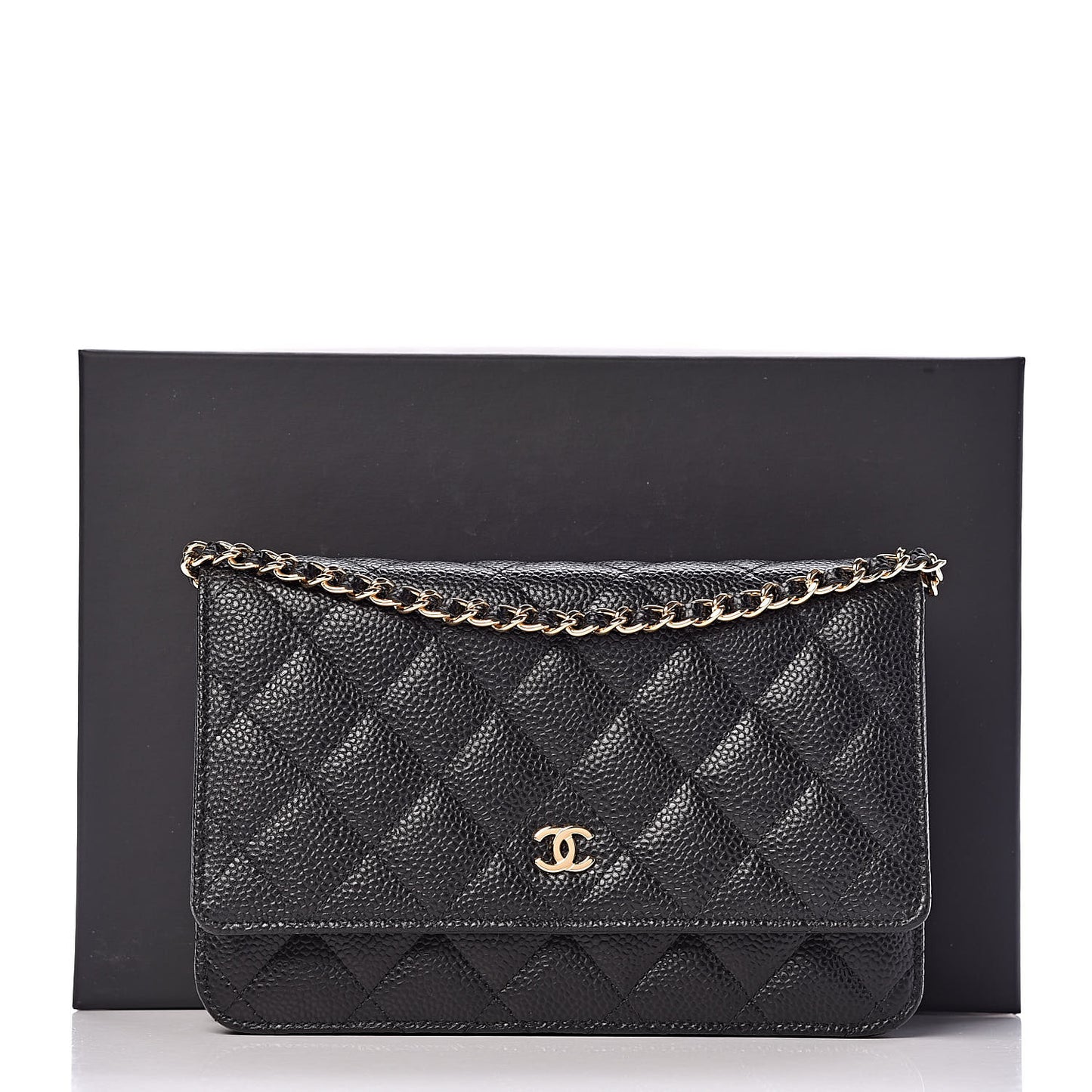 Caviar Quilted Wallet On Chain WOC Black