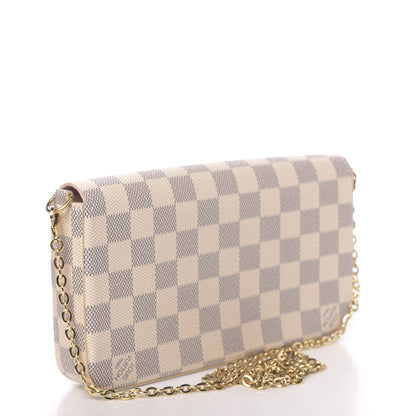 Louis Vuitton Damier Azur Pochette Felicie Chain Wallet Rose Ballerine 4 of 12