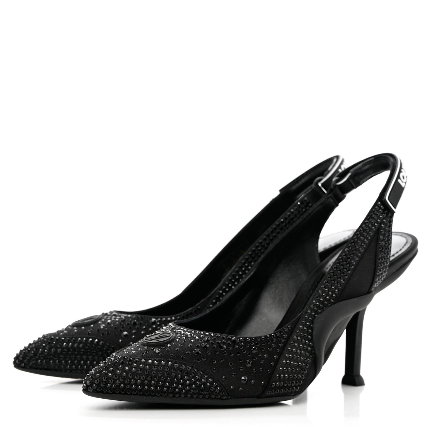 Satin Embellished Archlight Slingback Pumps 37 Black