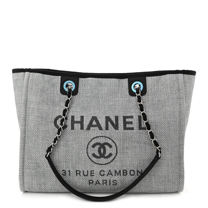 Chanel Woven Straw Raffia Small Deauville Tote Grey 1 of 10