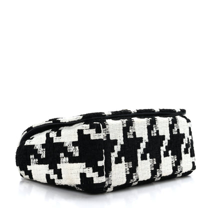 Christian Dior Tweed Macro Houndstooth Small Caro Bag Black White 4 of 9