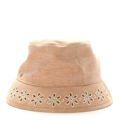 Hermes Linen Cotton Embroidered Eloise Garden Party Bucket Hat 56 Jaune Itauba 1 of 7