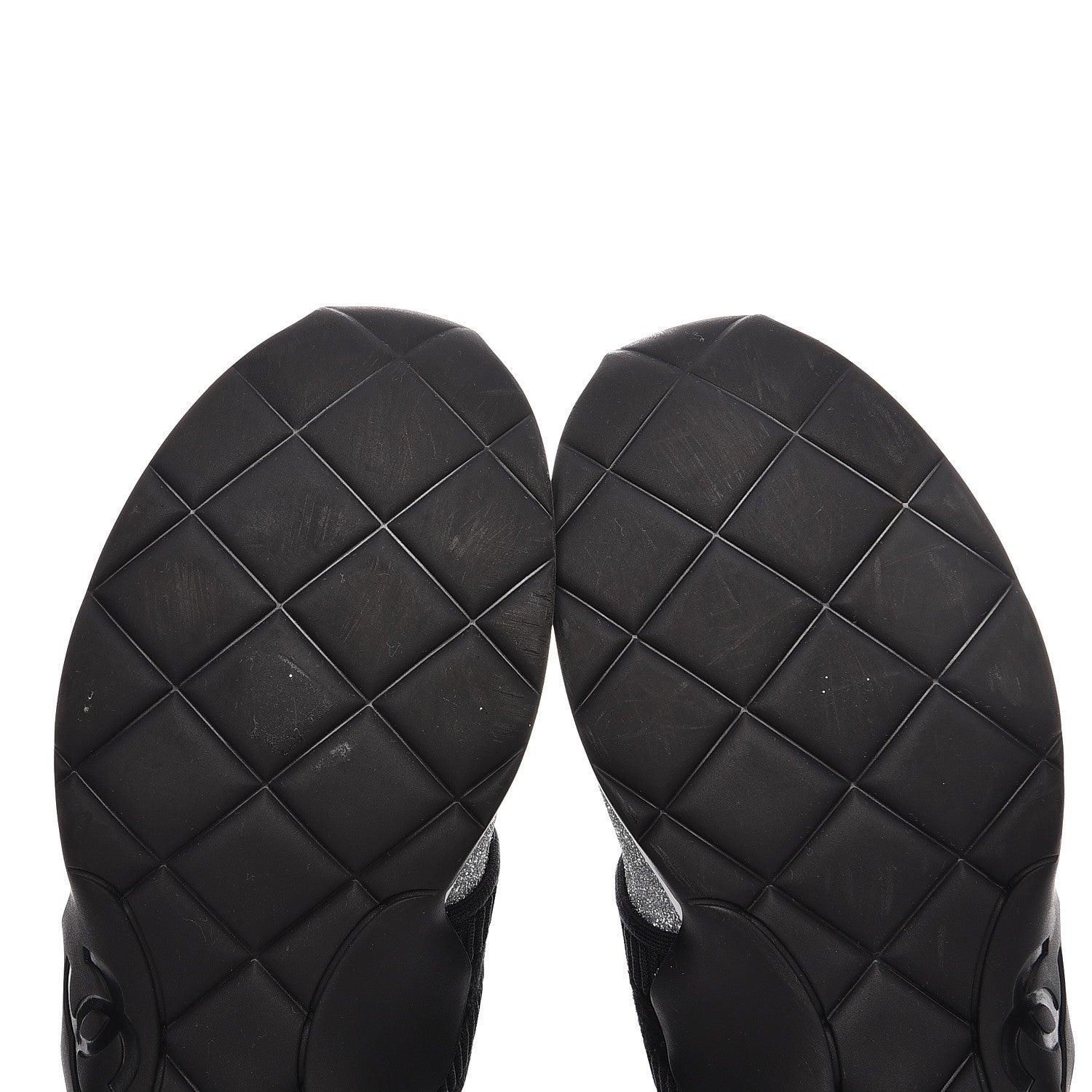 Chanel Glitter Stretch Fabric CC Sneakers 38.5 Black Silver 10 of 11