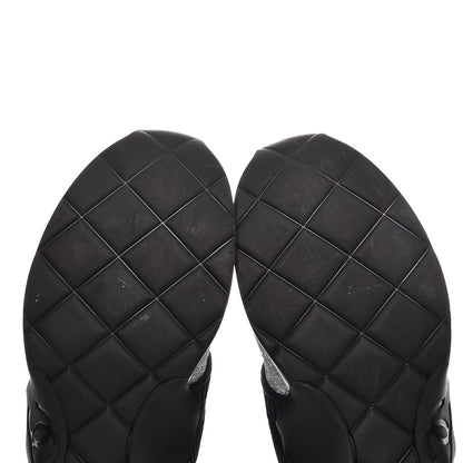 Chanel Glitter Stretch Fabric CC Sneakers 38.5 Black Silver 10 of 11