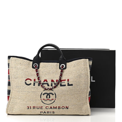 Chanel Striped Canvas Large Deauville Tote Beige 12 of 12