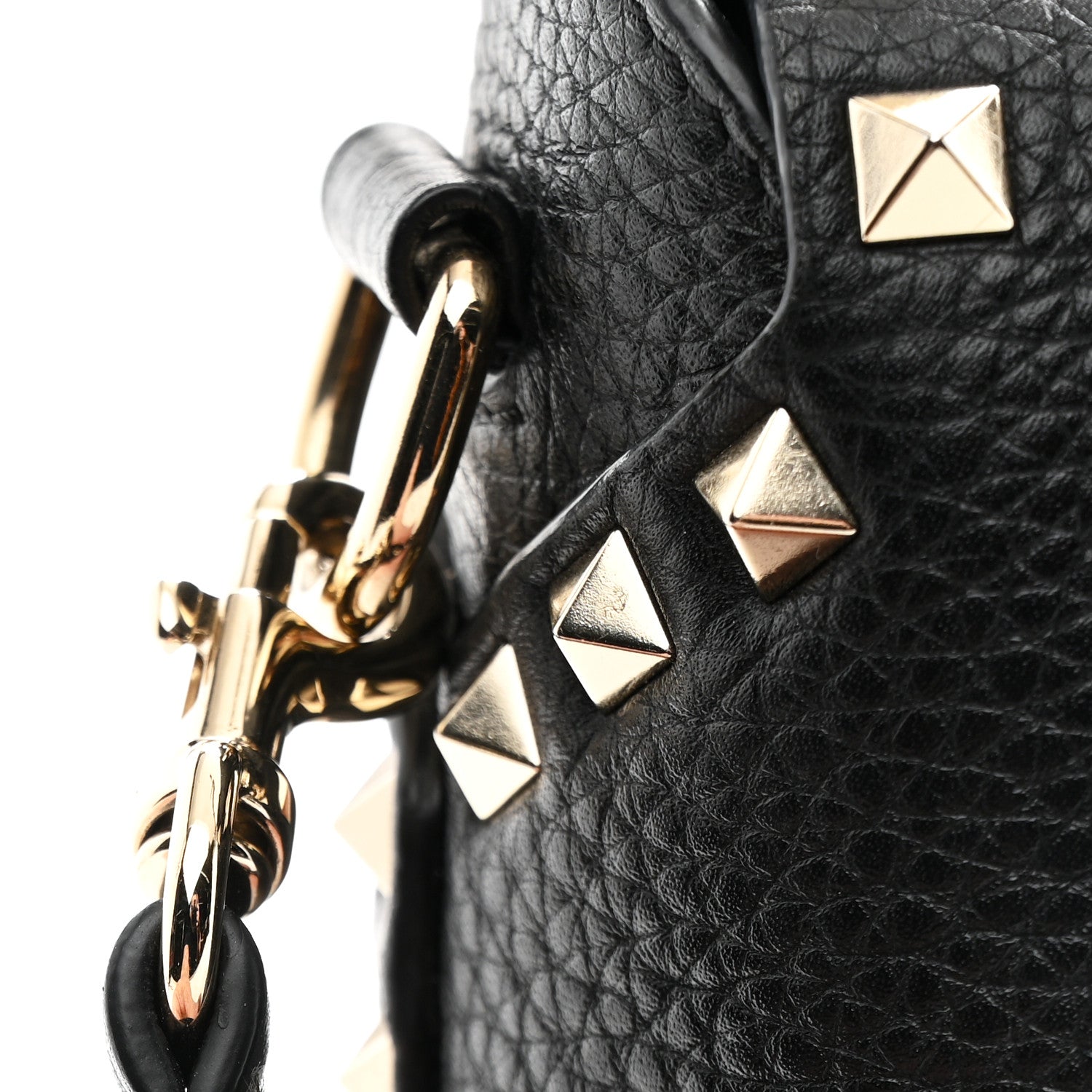 Valentino Garavani Pebbled Calfskin Rockstud Single Handle Flap Bag Black 10 of 11