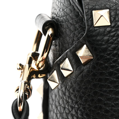 Valentino Garavani Pebbled Calfskin Rockstud Single Handle Flap Bag Black 10 of 11